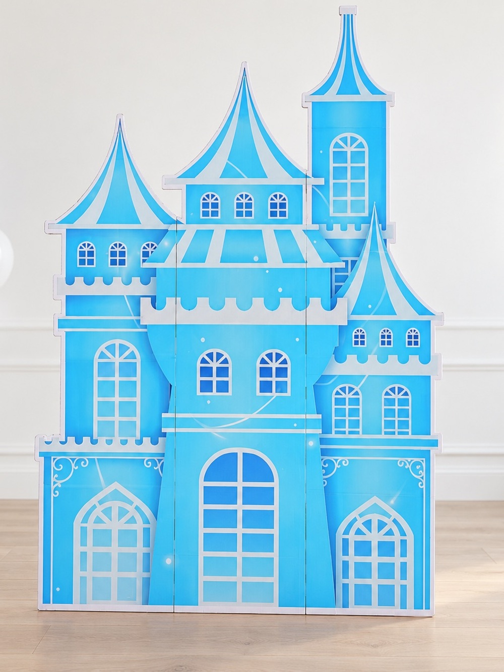 EARTHSON 5.2 Ft Blue Ice Princess Cardboard Castle Party Backdrop New